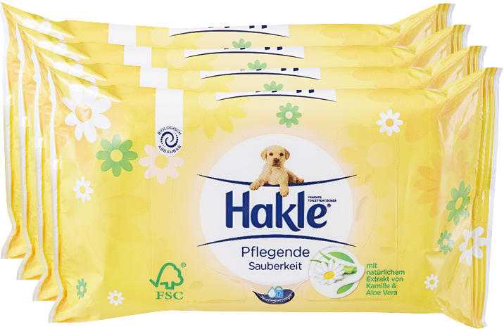 Carta igienica umida Igiene e Cura Hakle, Camomilla & Aloe Vera, 4 x 42 salviettine