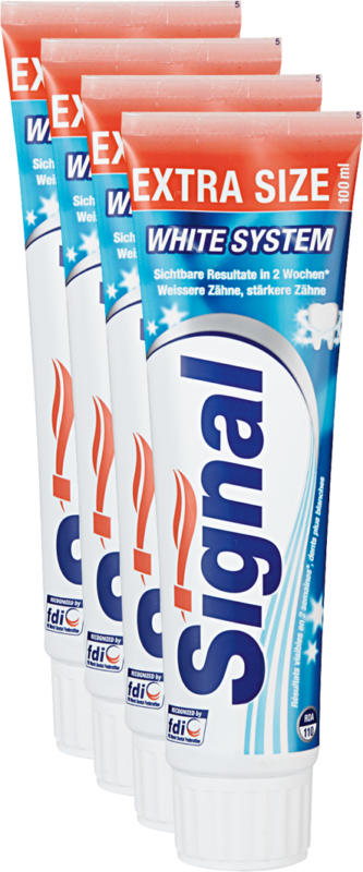 Dentifricio White System Signal, 4 x 100 ml
