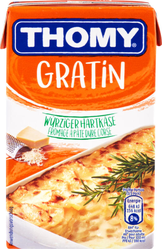 Thomy Sauce Gratin, mit würzigem Hartkäse, 250 ml