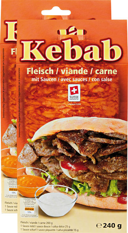 Kebabfleisch, mit 2 Saucen, 2 x 240 g