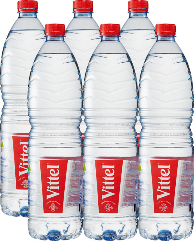 Eau minérale Vittel, non gazeuse, 6 x 1,5 litre