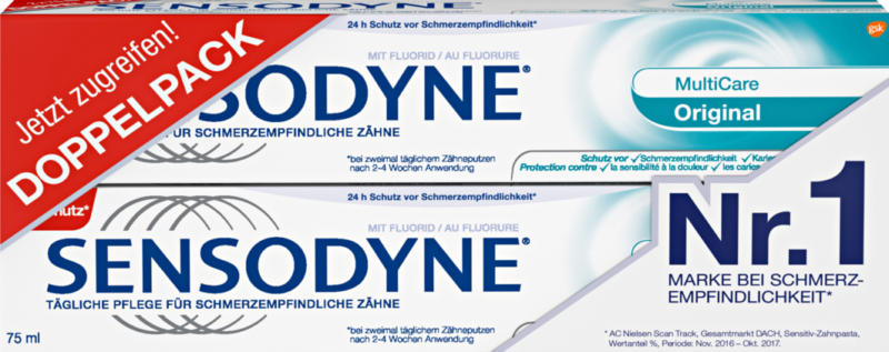 Dentifrice Multicare Sensodyne, Original, 2 x 75 ml
