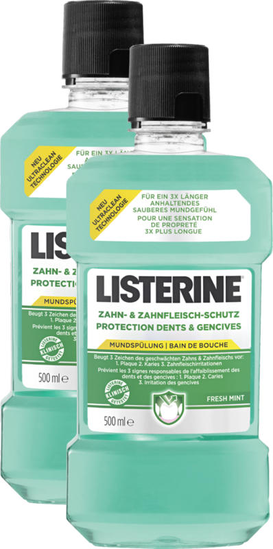 Listerine Mundspülung, Zahn- & Zahnfleischschutz, 2 x 500 ml