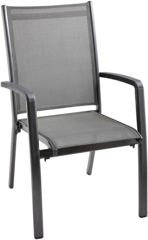 Stapelsessel in Metall, Textil Grau, Silberfarben