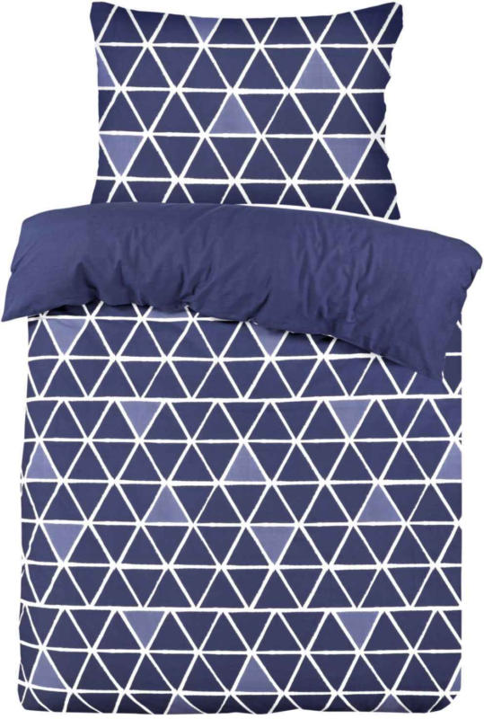 Bettwäsche blau mit Dreiecken - (Preis für kleinste Grösse)