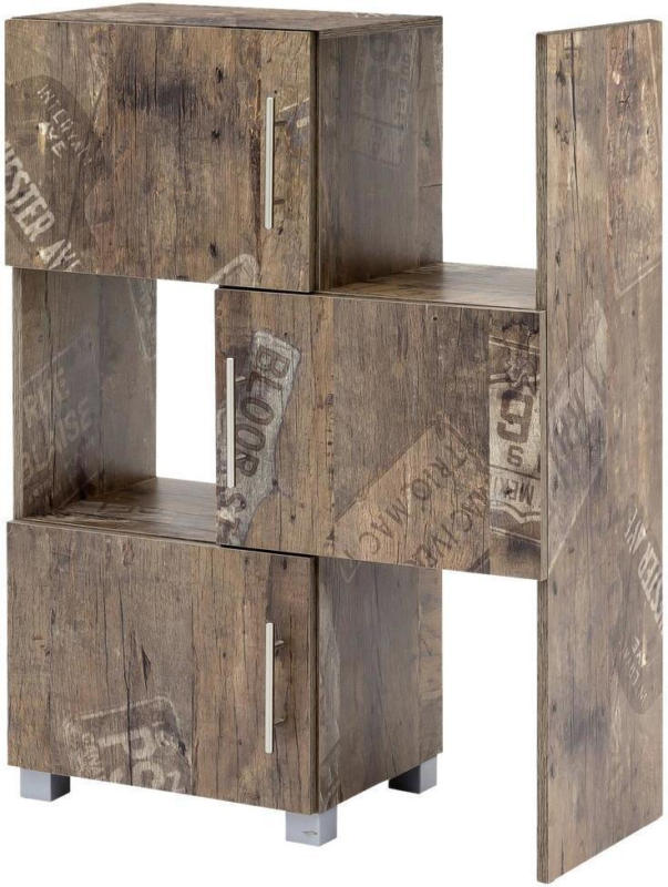 Regal mit Schranktüren Pisa B 46,3-78cm, Eichefarben