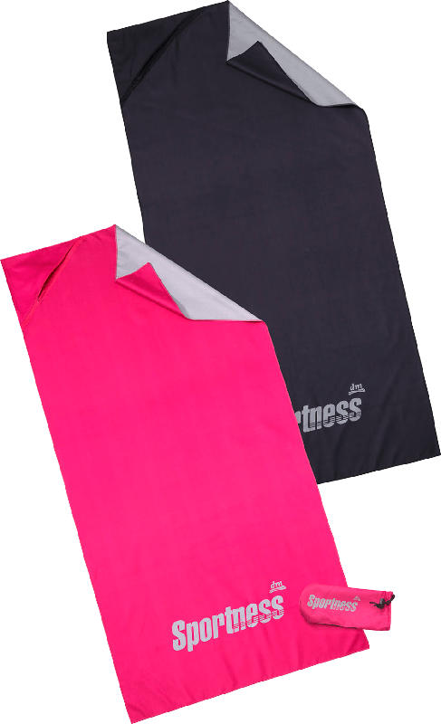 Sportness Fitness Handtuch, pink-grau / schwarz-grau