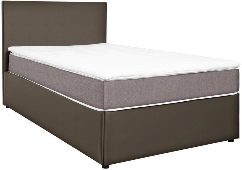 Boxbett 140/200 cm in Grau, Hellbraun