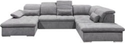 Wohnlandschaft in Textil, Holzwerkstoff Grau