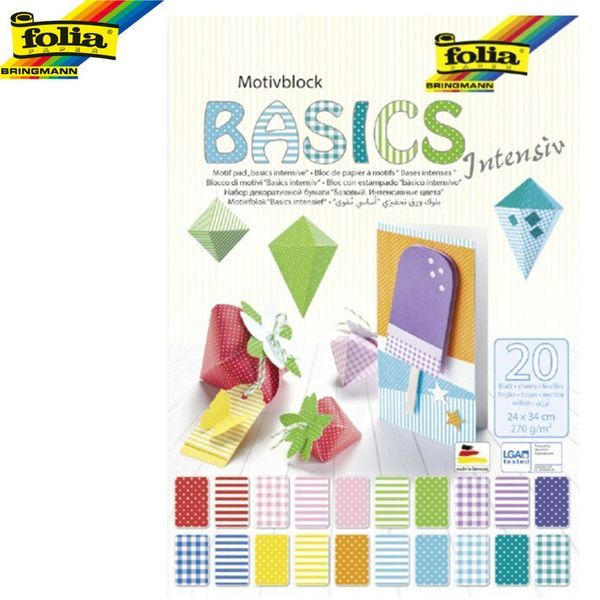 FOLIA Motivblock ”Basic Intensiv” 24 x 34 cm 20 Blatt bunt