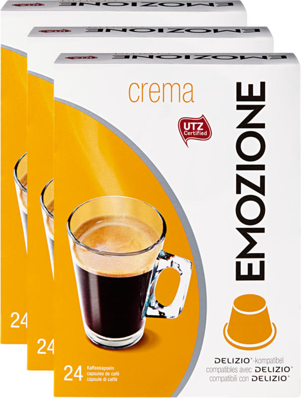 Emozione Kaffeekapseln Crema, kompatibel mit Delizio-Maschinen