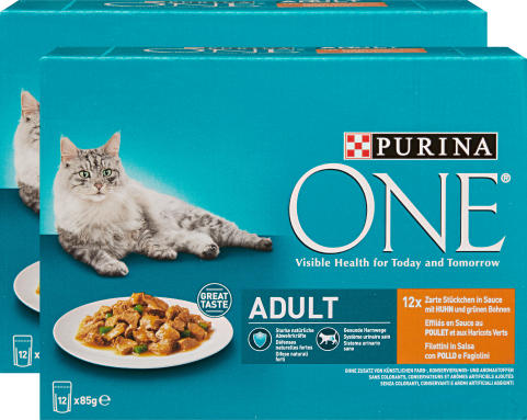 Cibo umido per gatti Purina ONE , Pollo, 24 x 85 g