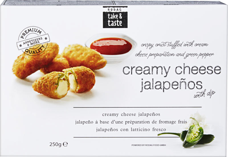 Finger food Rodag, Jalapeños, ripieni di formaggio fresco, 250 g