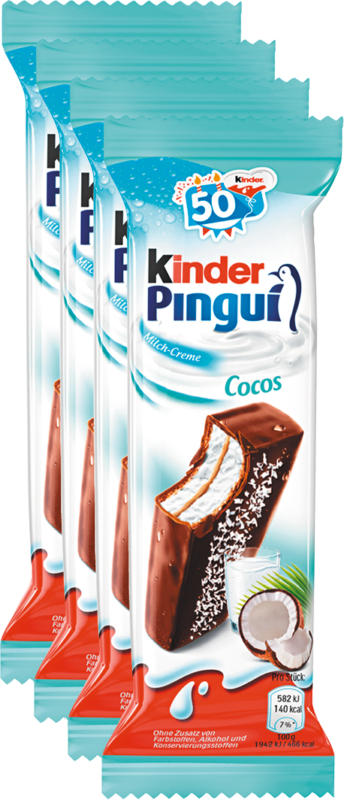 Kinder Pinguí Ferrero, Coco, 4 x 30 g