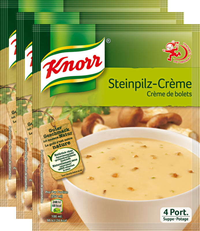 Knorr Suppe Steinpilzcrème, 3 x 66 g