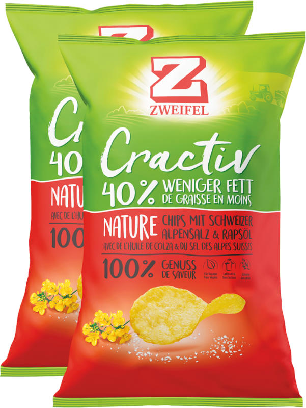 Zweifel Cractiv Chips Nature, 2 x 160 g
