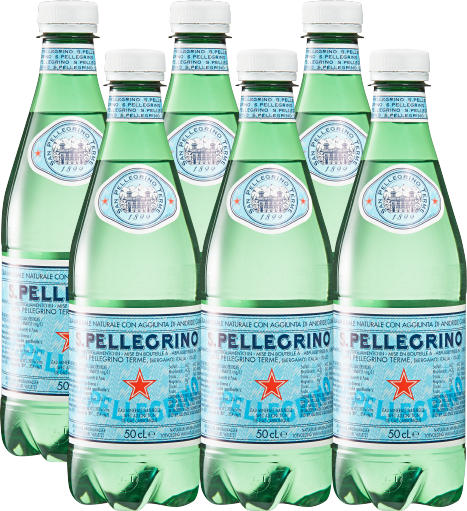 San Pellegrino Mineralwasser, mit Kohlensäure, 6 x 50 cl