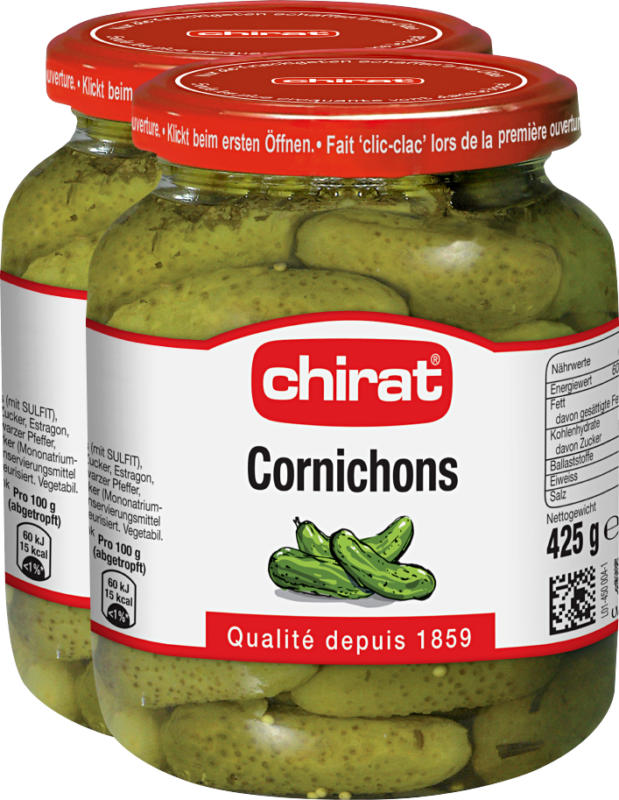 Cornichons Chirat, 2 x 230 g