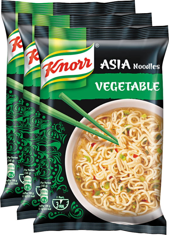Knorr Asia Noodles, Vegetable, 3 x 70 g
