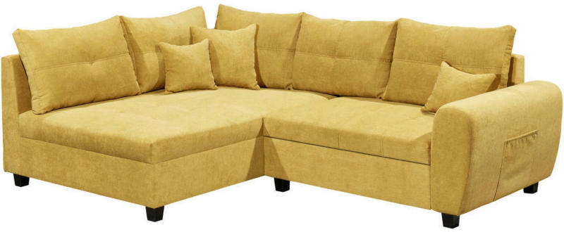 Wohnlandschaft in Textil, Holzwerkstoff Gelb