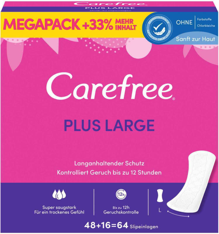 Carefree Slipeinlagen Plus Large MEGAPACK 64 Stück -