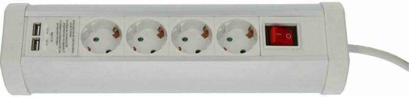 TSD 4f KiSi mit Schalter&2xUSB 1,4m