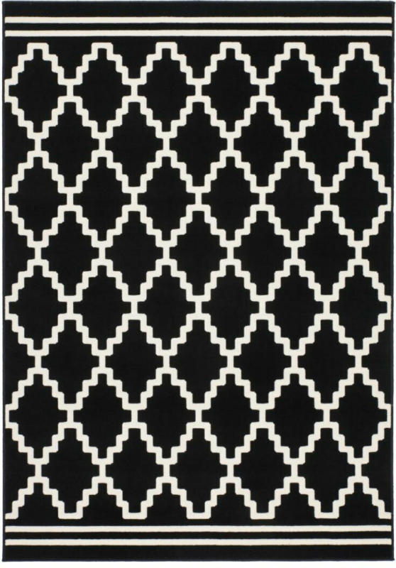Kurzflorteppich „Lina 200“ Schwarz/Elfenbein, 160x230cm 160x230 cm