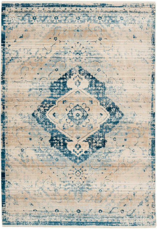 Fransenteppich „Baroque 500“, creme/blau 160x230 cm