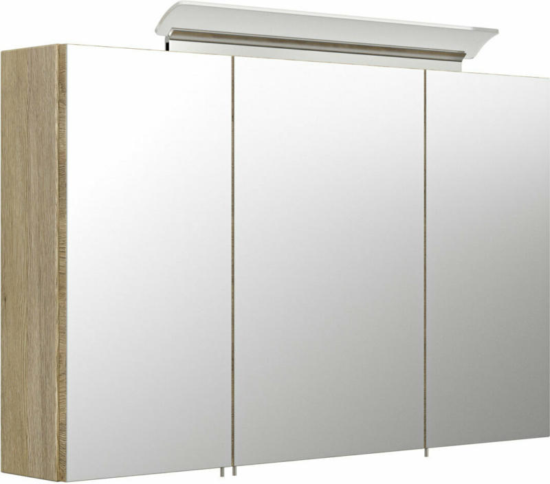Spiegelschrank, 100 cm, inkl. LED-Acrylglaslampe, eiche hell eiche hell