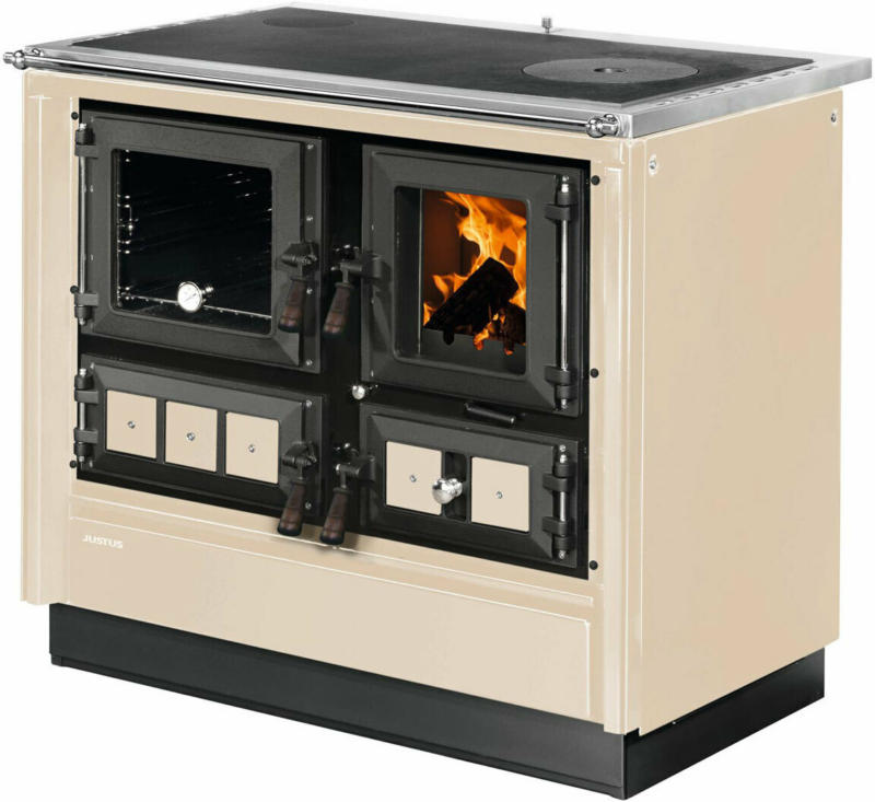 Festbrennstoffherd „Rustico-90 2.0“, Creme, links Creme | oben, hinten, links