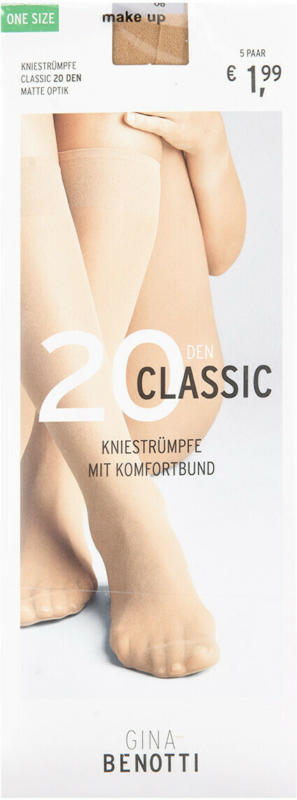 5 Paar Damen Kniestrümpfe 20 DEN