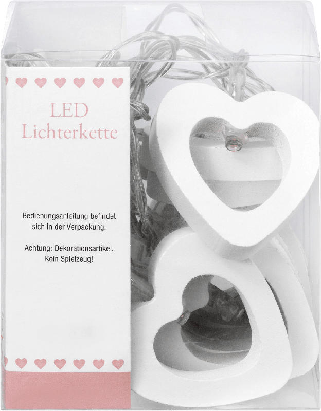 Dekorieren & Einrichten Lichterkette 10er LED Batterie Holzherzen
