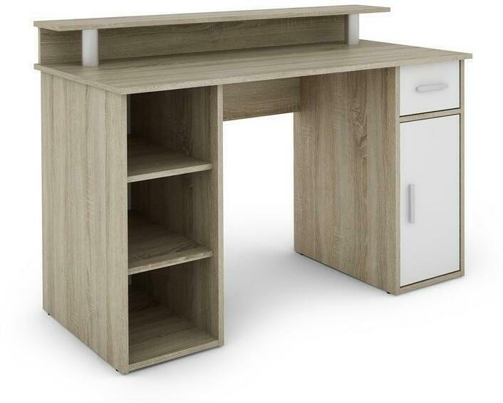 Schreibtisch mit Stauraum B 120cm H 88cm Don, Eiche/Weiß