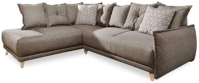 Ecksofa mit Schlaffunktion und Bettkasten Lazy Lukka Webstoff