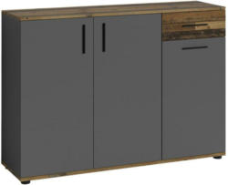 Kommode B 110cm Justus, Anthrazit/Eiche Dekor