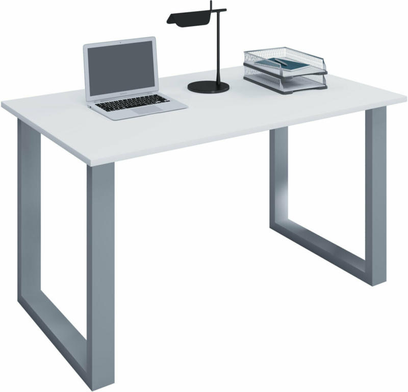 Schreibtisch „Lona“, 110x50 cm, U-Fußgestell, weiß/silber