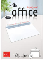 ELCO Couvert Office o. Fenster C6 74459.12 80g, hochweiss, Kleber 25 Stk.