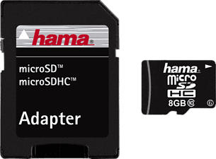 HAMA 108087 22MB/S CL10 +AD - Micro-SDHC-Cartes mémoire (8 GB, 22, Noir)