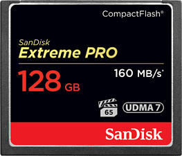 SANDISK EXTREM PRO 160MB/S - Compact Flash-Speicherkarte (128 GB, 160, Schwarz)