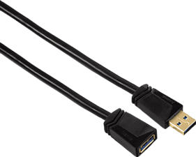 HAMA Câble de rallonge USB-3.0, 1.8 m - Câble de rallonge USB 3.0. (Noir)