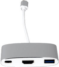 LMP 15090 - Adattatore USB-C a HDMI/USB 3.0/USB-C (Argento/Bianco)