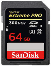 SANDISK ExtremePro 300MB/s U3 - SDHC-Speicherkarte (64 GB, 300 MB/s, Schwarz)