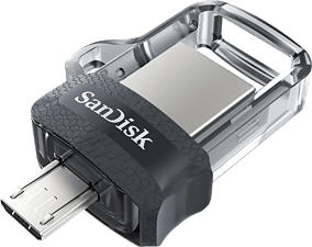 SANDISK Ultra Dual Drive M3.0 - USB-Stick (128 GB, Schwarz/Transparent)