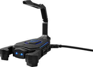 MEDION ERAZER Mouse Bungee X89050 - Supporto per cavo illuminato e hub USB (Nero)