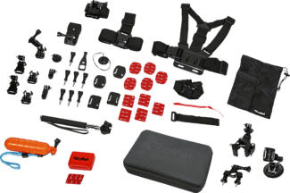 ROLLEI 21643 - Actioncam Zubehör Set (Schwarz, rot)