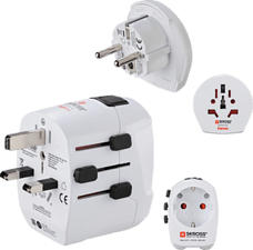 HAMA World Travel Pro Light USB World - Adattatore per viaggio mondiale (Bianco)