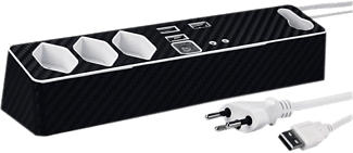 STEFFEN STEBA DESK CONTROL AGENT - Repose-stylet 3 x T13 2 x USB 1 x Hub USB (Noir)