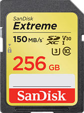 SANDISK Extreme UHS-I U3 150MB/S CL10 - SDXC-Schede di memoria (256 GB, 150 MB/s, Nero)