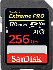 SANDISK Extreme PRO® 170MB/S CL10 - SDXC-Schede di memoria (256 GB, 170 MB/s, Nero)