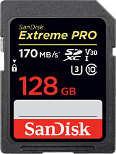 SANDISK Extreme PRO® 170MB/S CL10 - SDXC-Speicherkarte (128 GB, 170 MB/s, Schwarz)